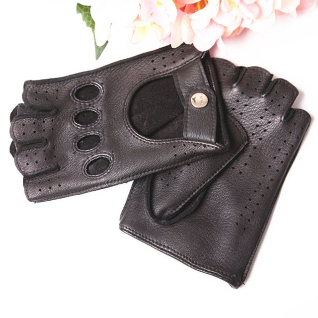 Riding Non-Slip Semi-Finge Leather Gloves