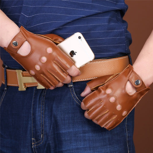 Goat Skin Leather Half Finger Gloves